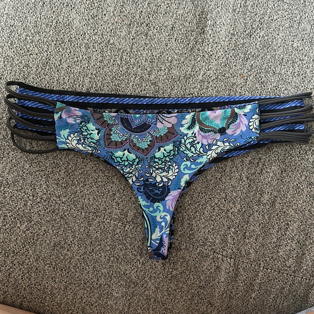 Reversible bathing suit bottoms size medium. Very little coverage